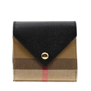 Burberry Women’s Lila Haymarket Check Compact Trifold Wallet Black